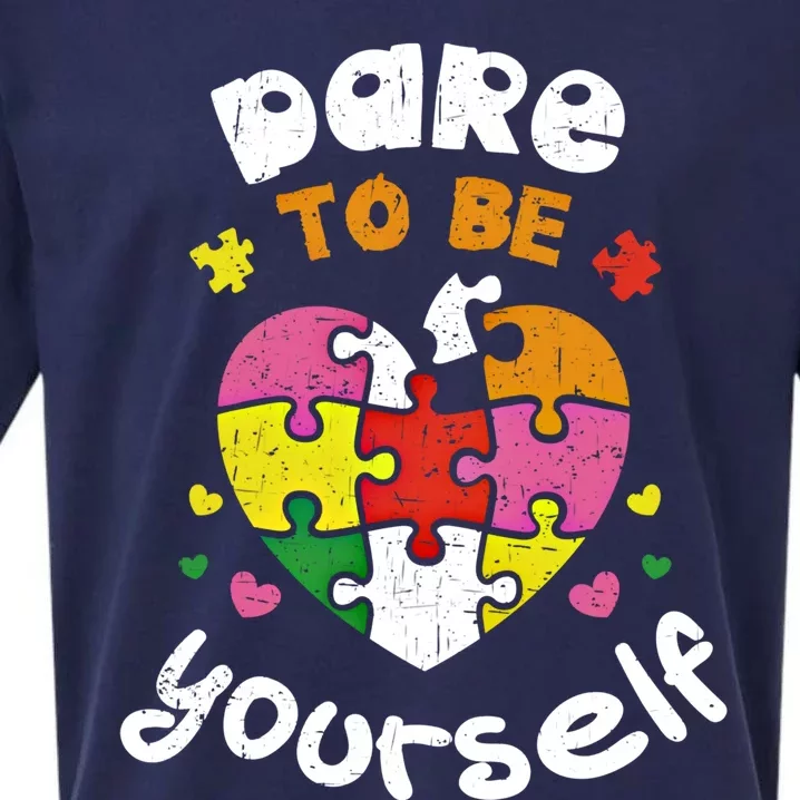 Dare To Be Yourself Autism Awareness Month Campaign Great Gift Sueded Cloud Jersey T-Shirt