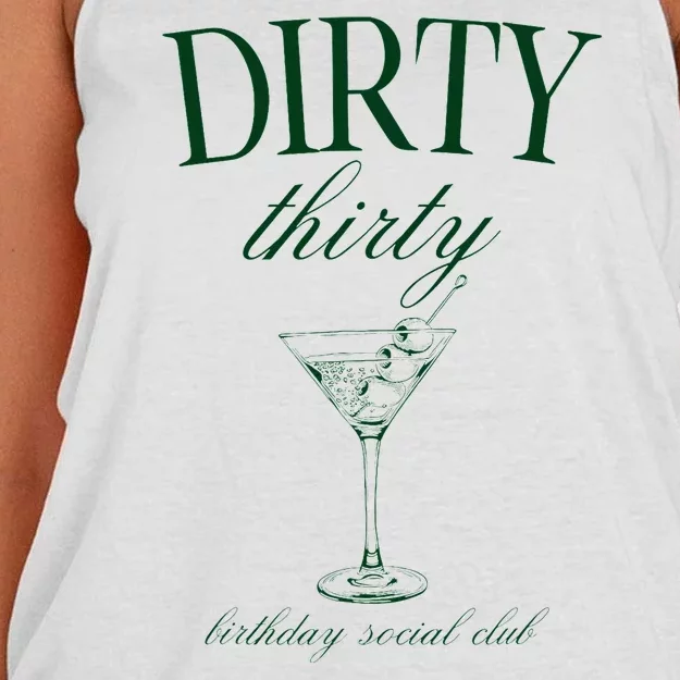 Dirty Thirty Birthday Retro Green Martini Women's Knotted Racerback Tank