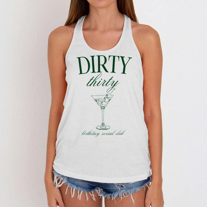 Dirty Thirty Birthday Retro Green Martini Women's Knotted Racerback Tank