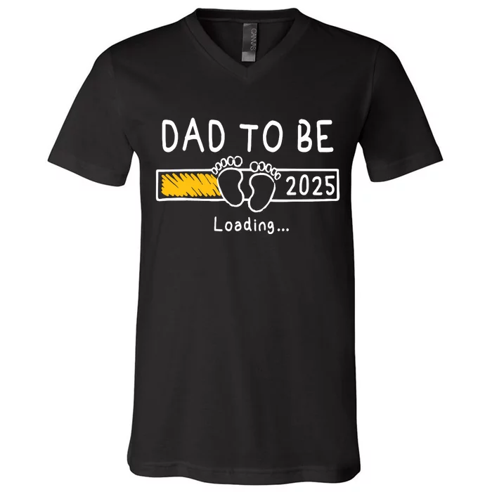 Dad To Be 2025 Dad Est 2025 Daddy To Be Promoted To Daddy V-Neck T-Shirt