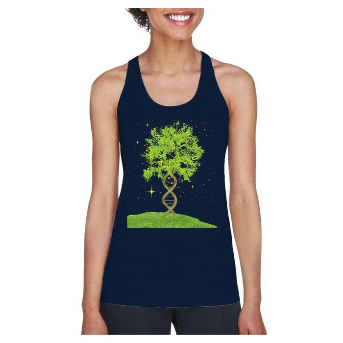 DNA Tree Biologist Biology Student Science Earth Day Women's Racerback Tank