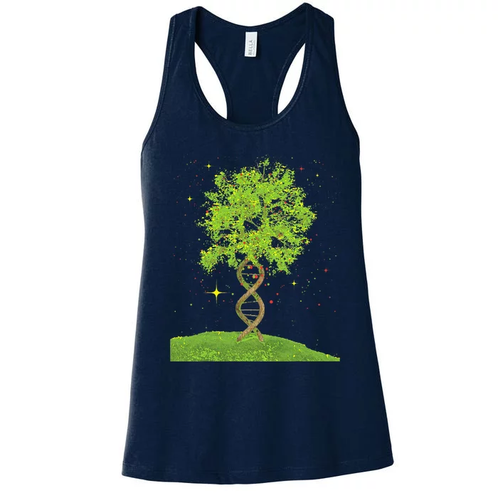 DNA Tree Biologist Biology Student Science Earth Day Women's Racerback Tank