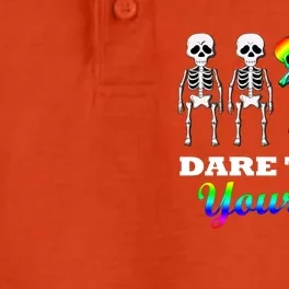 Dare To Be Yourself Dab Skeleton Skull Lgbt Gift Dry Zone Grid Performance Polo