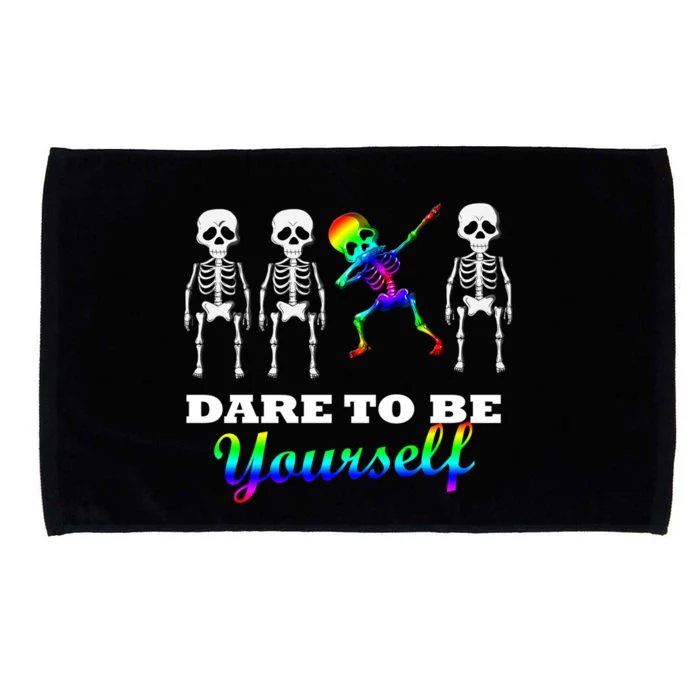 Dare To Be Yourself Dab Skeleton Skull Lgbt Gift Microfiber Hand Towel