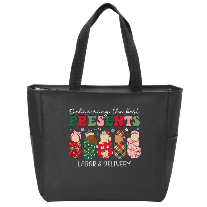 Delivering The Best Presents Labor Delivery Nurse Christmas Zip Tote Bag