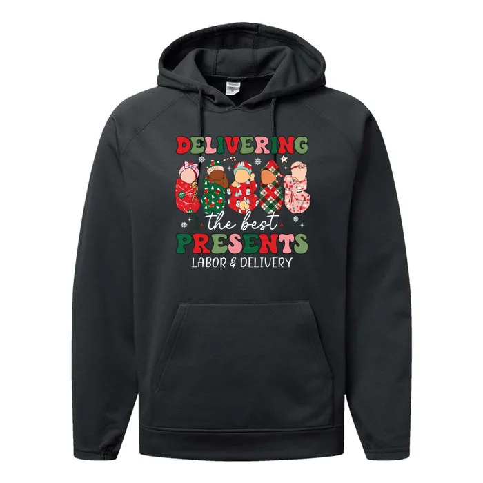 Delivering The Best Presents Labor Delivery Nurse Christmas Performance Fleece Hoodie