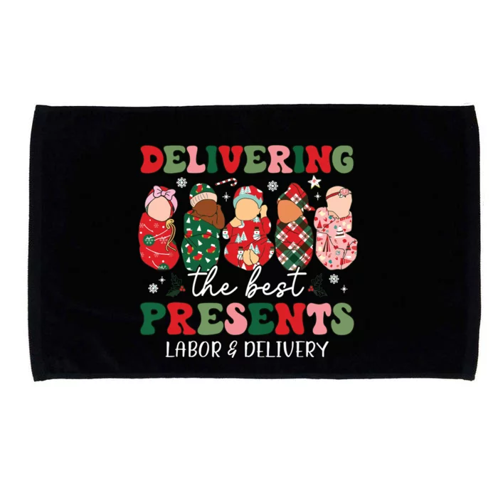 Delivering The Best Presents Labor Delivery Nurse Christmas Microfiber Hand Towel