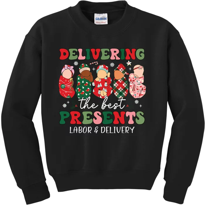 Delivering The Best Presents Labor Delivery Nurse Christmas Kids Sweatshirt