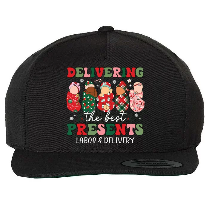 Delivering The Best Presents Labor Delivery Nurse Christmas Wool Snapback Cap