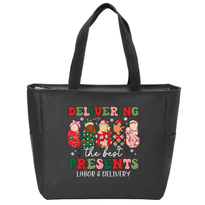 Delivering The Best Presents Labor Delivery Nurse Christmas Zip Tote Bag