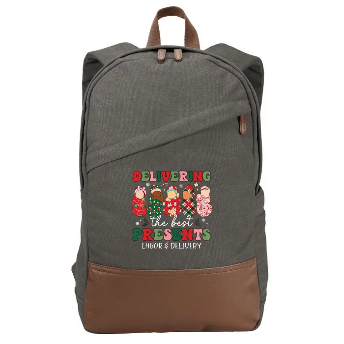 Delivering The Best Presents Labor Delivery Nurse Christmas Cotton Canvas Backpack