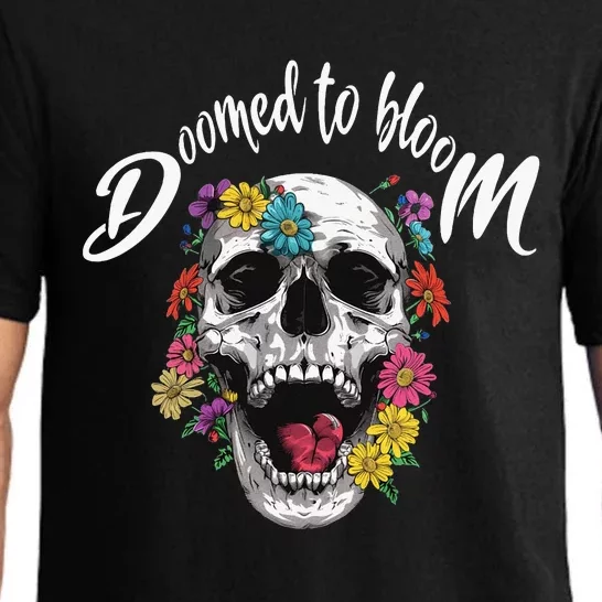 Doomed to Bloom Skull and Flowers Sobriety Pajama Set