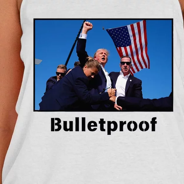 Donald Trump Bulletproof 2024 Presidential Candidate 45 Women's Knotted Racerback Tank