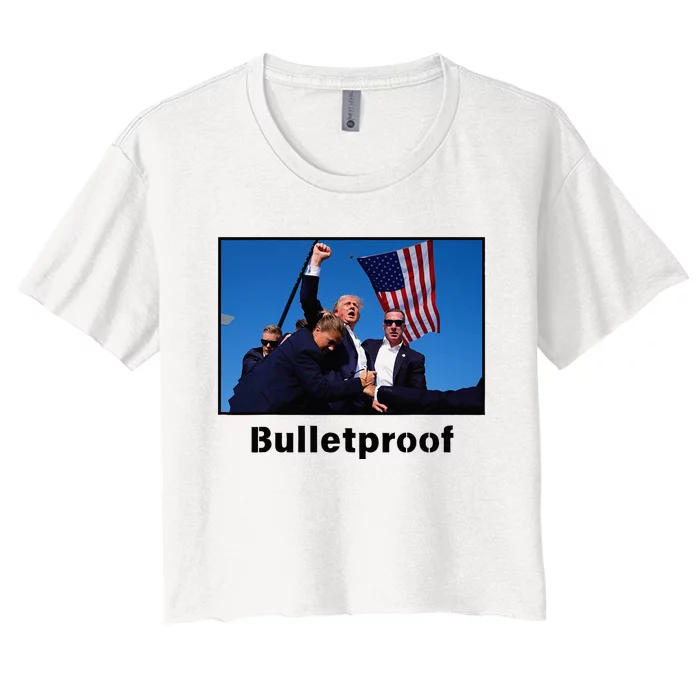 Donald Trump Bulletproof 2024 Presidential Candidate 45 Women's Crop Top Tee