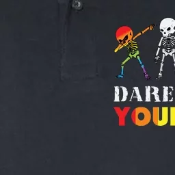 Dare To Be Yourself Halloween Costume Rainbow Skeleton Softstyle Adult Sport Polo