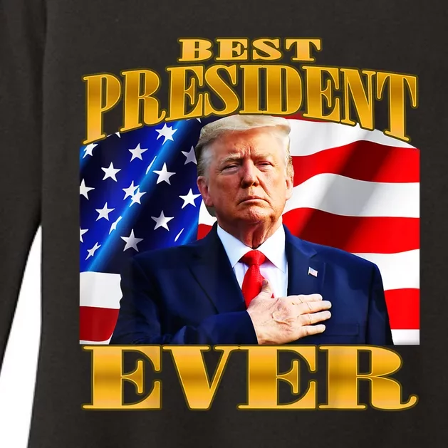 Donald Trump Best President Ever American Flag Womens CVC Long Sleeve Shirt