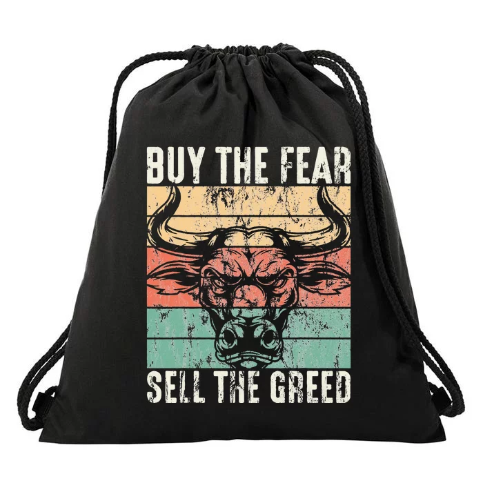 Day Trader Buy The Fear Sell The Greed Stock Market Drawstring Bag