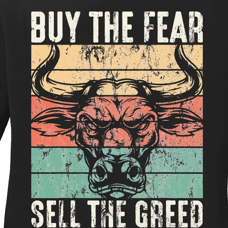 Day Trader Buy The Fear Sell The Greed Stock Market Ladies Long Sleeve Shirt