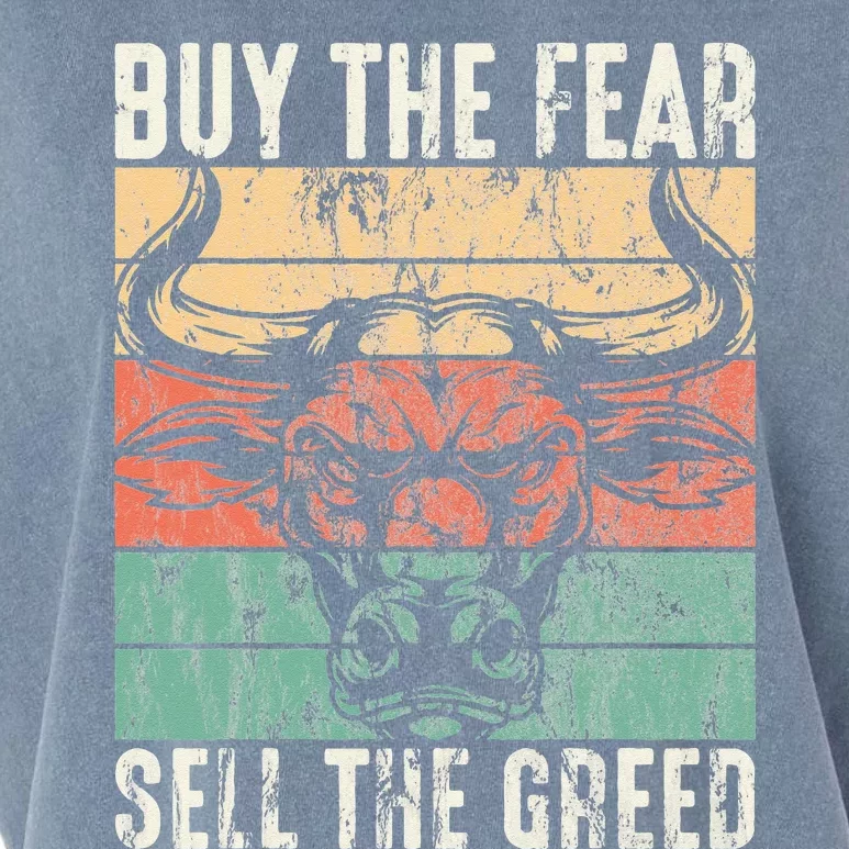 Day Trader Buy The Fear Sell The Greed Stock Market Garment-Dyed Women's Muscle Tee