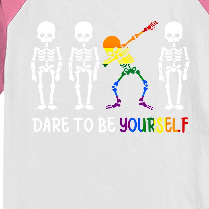 Dare To Be Yourself Autism Awareness Cute Lgbt Pride Gift Kids Colorblock Raglan Jersey