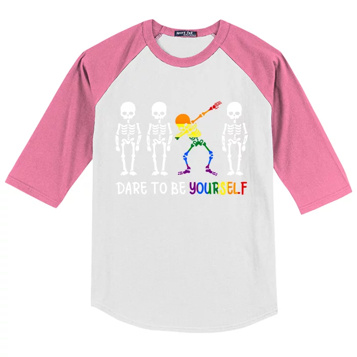 Dare To Be Yourself Autism Awareness Cute Lgbt Pride Gift Kids Colorblock Raglan Jersey