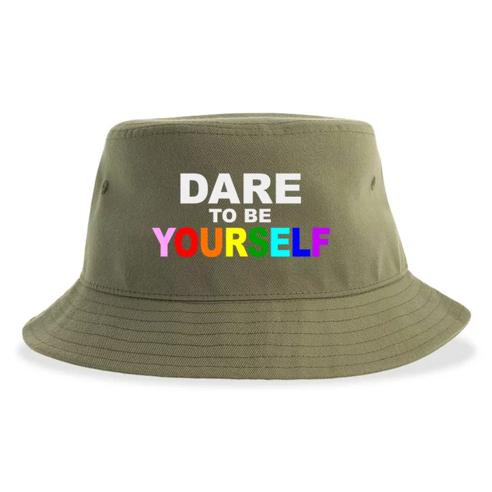 Dare To Be Yourself Lgbtq Rainbow Pride Gift Sustainable Bucket Hat