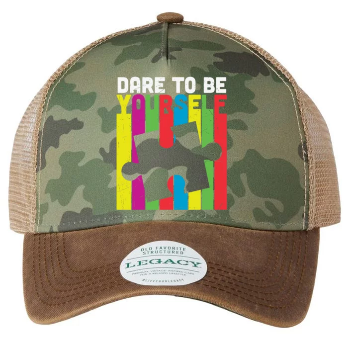 Dare To Be Yourself Accept Autistic Autism Awareness Meaningful Gift Legacy Tie Dye Trucker Hat