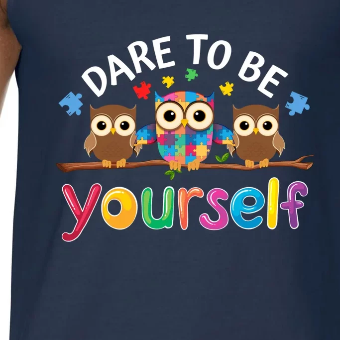 Dare To Be Yourself Autism Awareness Owl Cool Gift Comfort Colors® Tank Top