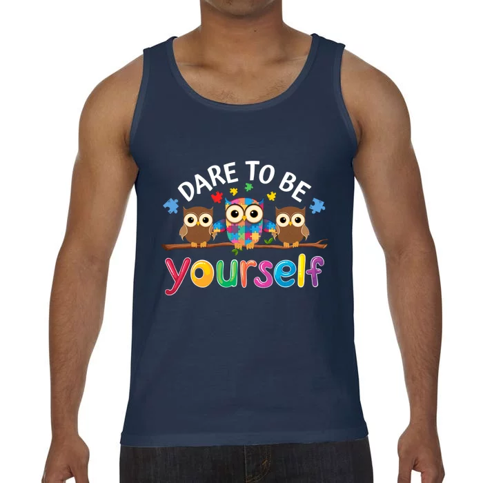 Dare To Be Yourself Autism Awareness Owl Cool Gift Comfort Colors® Tank Top