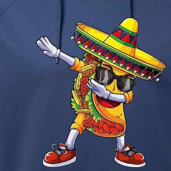 Dabbing Taco Cinco De Mayo Funny Mexican Dabs Performance Fleece Hoodie