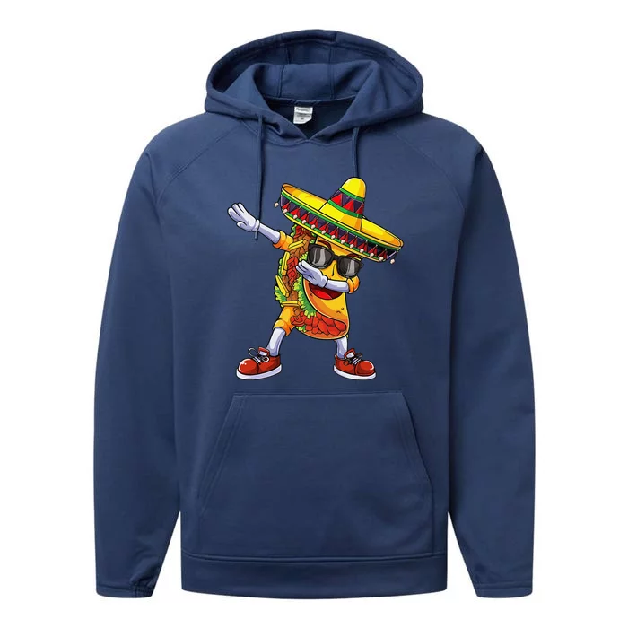 Dabbing Taco Cinco De Mayo Funny Mexican Dabs Performance Fleece Hoodie