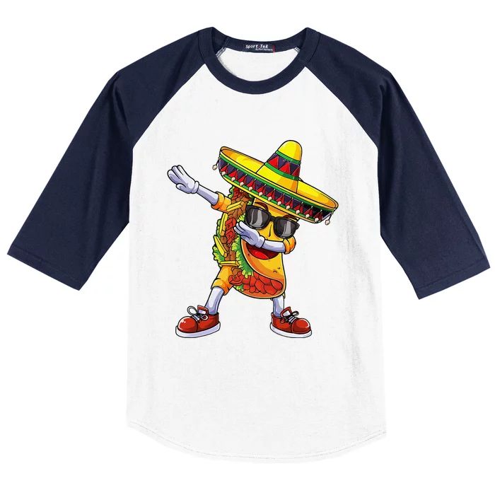 Dabbing Taco Cinco De Mayo Funny Mexican Dabs Baseball Sleeve Shirt