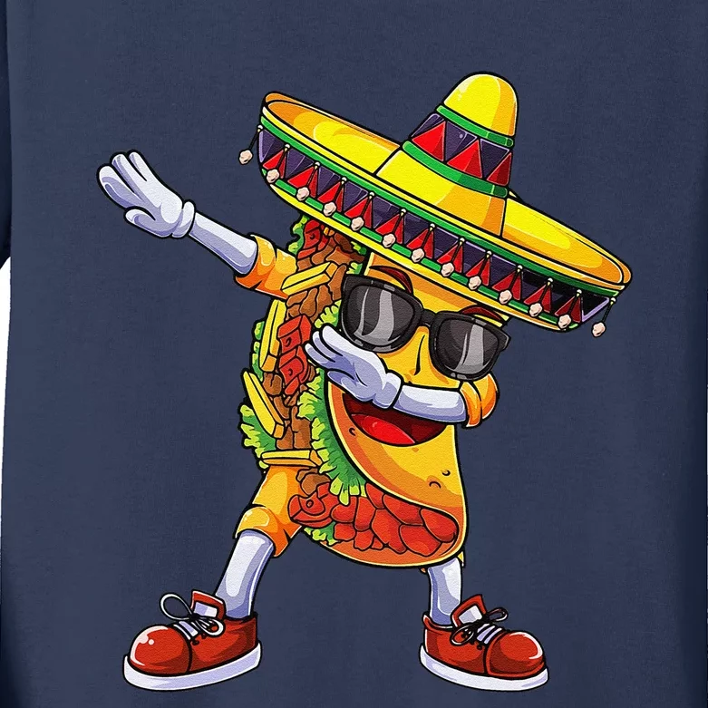 Dabbing Taco Cinco De Mayo Funny Mexican Dabs Kids Long Sleeve Shirt