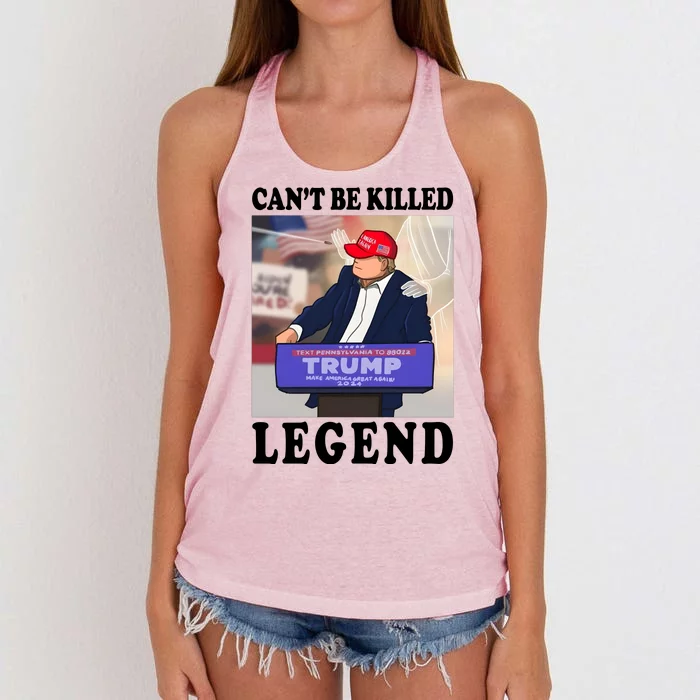 Donald Trump Cant Kill A Legend Maga Make America Great Again Women's Knotted Racerback Tank