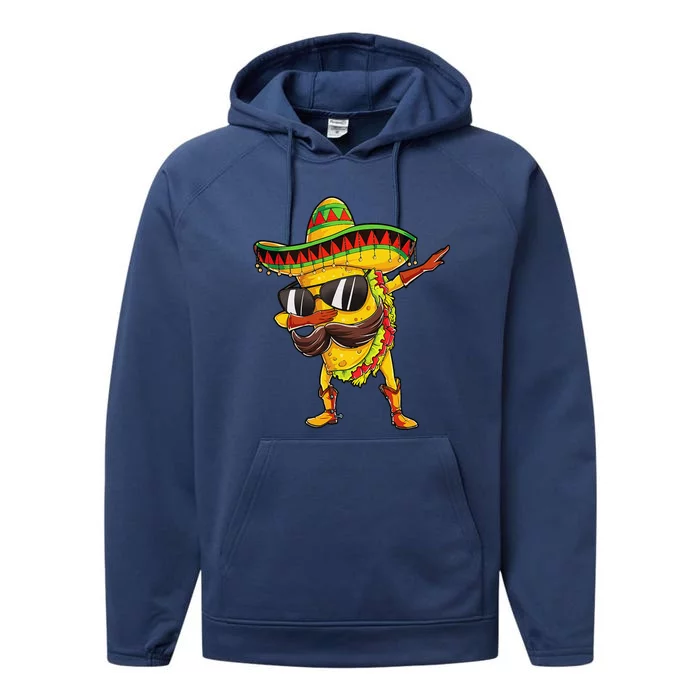 Dabbing Taco Cinco De Mayo Mexican Food Sombrero Performance Fleece Hoodie