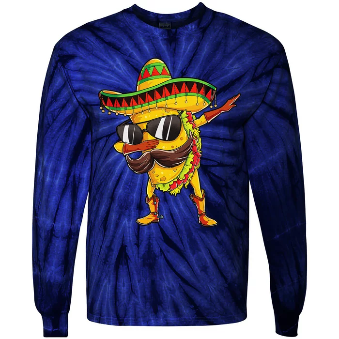 Dabbing Taco Cinco De Mayo Mexican Food Sombrero Tie-Dye Long Sleeve Shirt