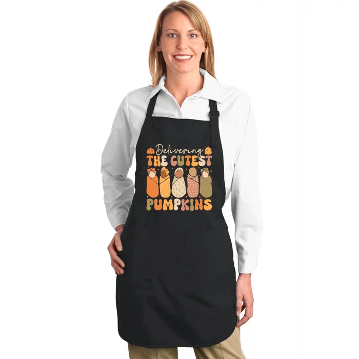 Delivering The Cutest Pumpkins Halloween L And D Nurse Fall Full-Length Apron With Pocket