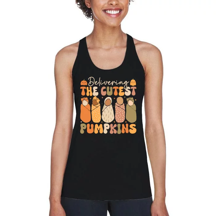 Delivering The Cutest Pumpkins Halloween L And D Nurse Fall Women's Racerback Tank