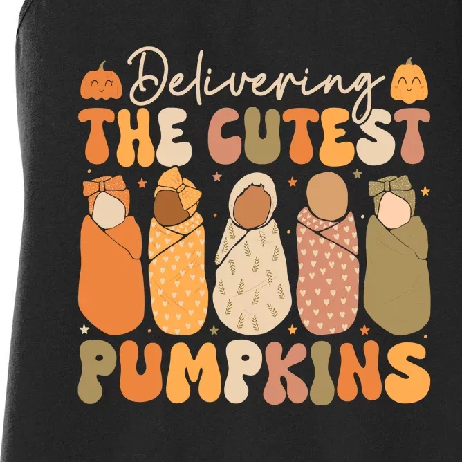 Delivering The Cutest Pumpkins Halloween L And D Nurse Fall Women's Racerback Tank