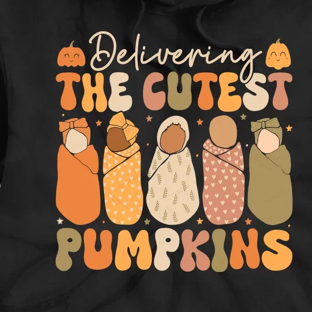 Delivering The Cutest Pumpkins Halloween L And D Nurse Fall Tie Dye Hoodie