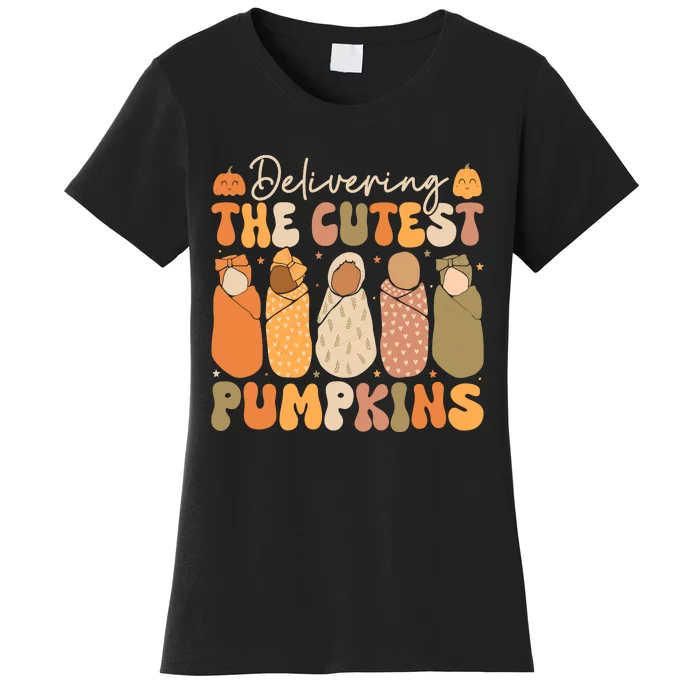 Delivering The Cutest Pumpkins Halloween L And D Nurse Fall Women's T-Shirt