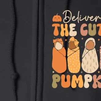 Delivering The Cutest Pumpkins Halloween L And D Nurse Fall Full Zip Hoodie