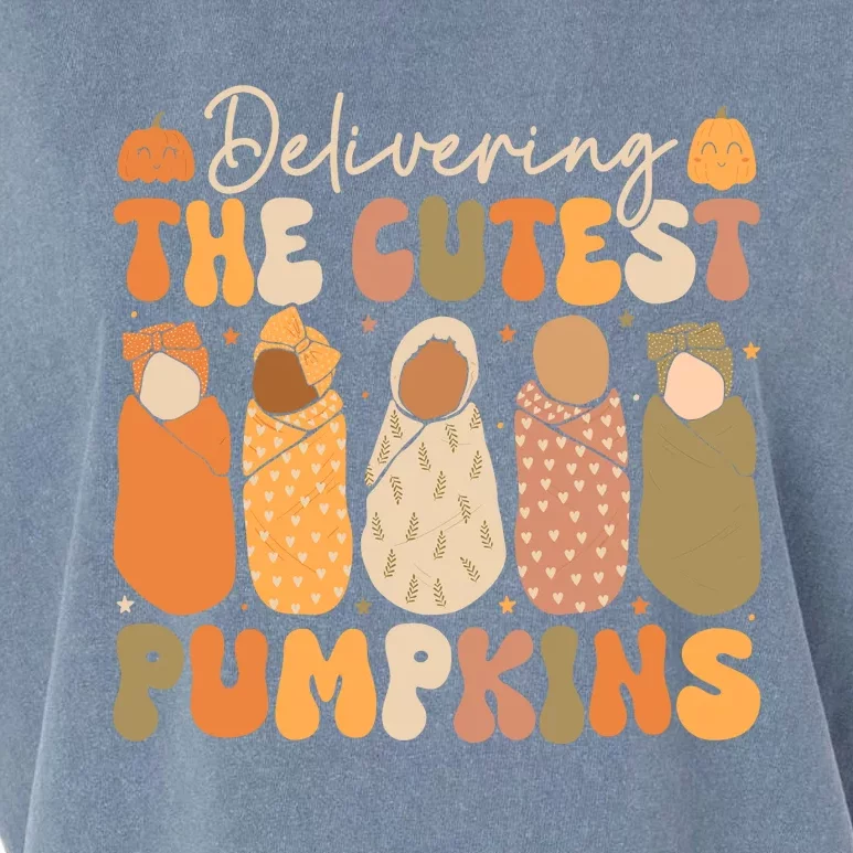 Delivering The Cutest Pumpkins Halloween L And D Nurse Fall Garment-Dyed Women's Muscle Tee