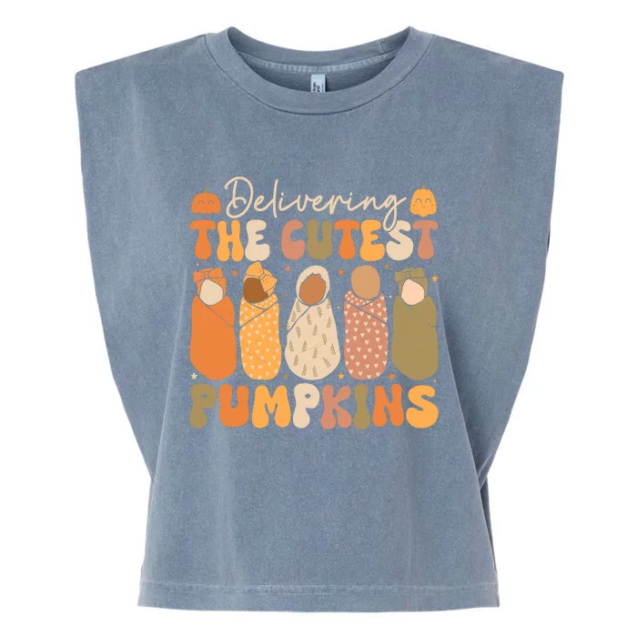 Delivering The Cutest Pumpkins Halloween L And D Nurse Fall Garment-Dyed Women's Muscle Tee