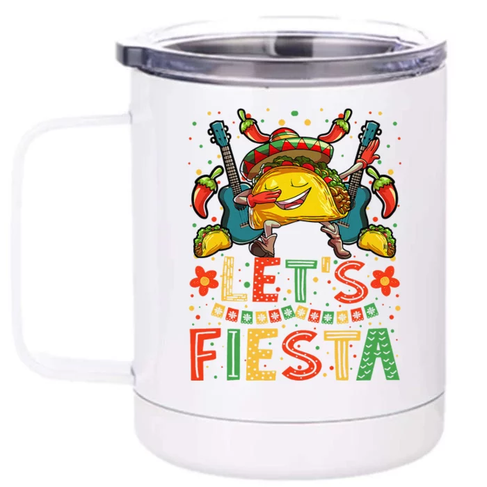 Dabbing Taco Cinco De Mayo Women Mexican Fiesta Front & Back 12oz Stainless Steel Tumbler Cup