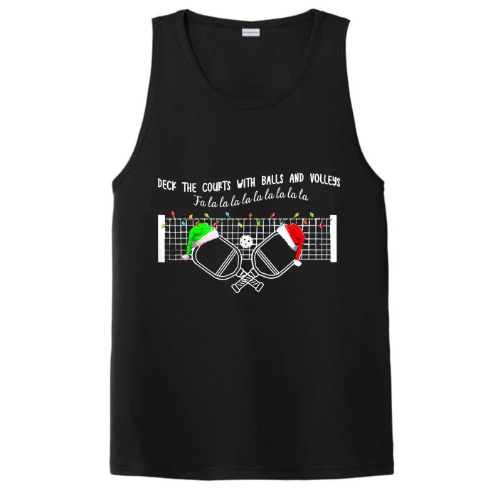 Deck The Courts With Balls And Volleys Christmas Pickleball Gift Performance Tank