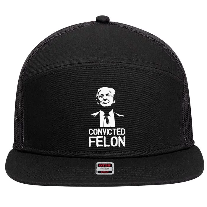 Donald Trump Convicted Felon Stencil Graffiti 7 Panel Mesh Trucker Snapback Hat