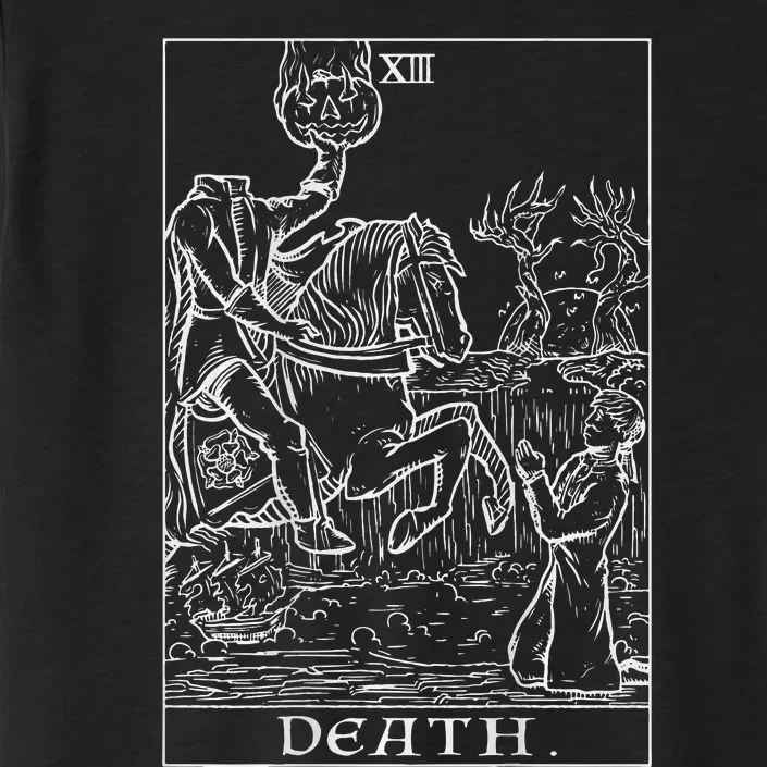 Death Tarot Card Headless Horseman Halloween Goth Back Print ChromaSoft Performance T-Shirt