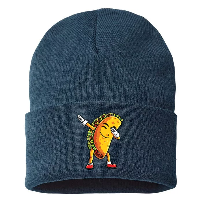 Dabbing Taco Cinco De Mayo Funny Mexican Dab Sustainable Knit Beanie