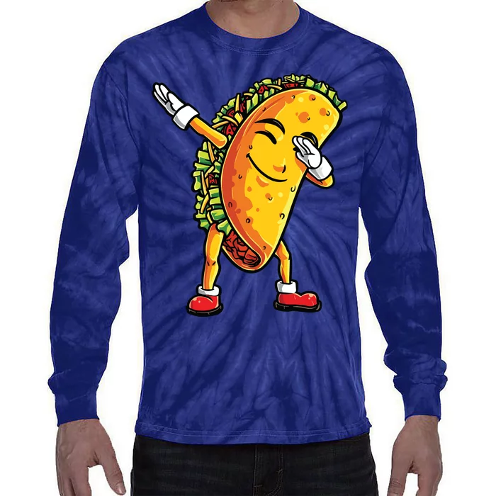 Dabbing Taco Cinco De Mayo Funny Mexican Dab Tie-Dye Long Sleeve Shirt